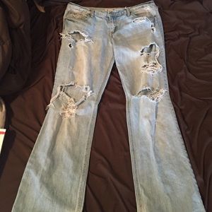 Light wash distressed flared Hollister jeans