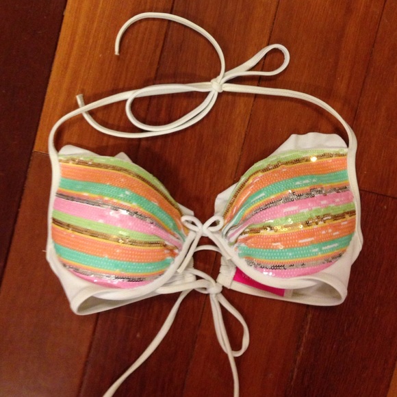 Victoria secret sherbet sequined bathing suit top
