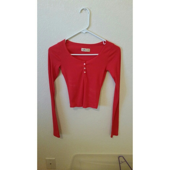 Hollister red cropped shirt
