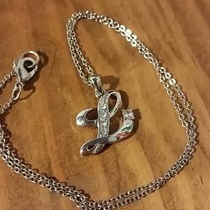 Silver L necklace