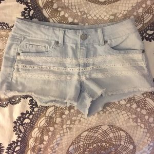 Lace lined denim shorts