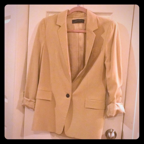 Zara Beige Silk Blazer