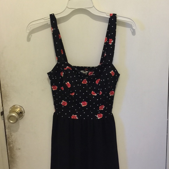 Black floral high low dress