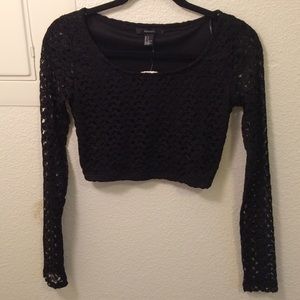 Forever21 Lace Black Longsleeve Croptop