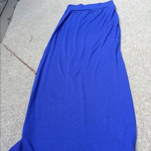 Royal blue maxi skirt with slits on sides