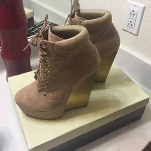 Beige And Gold Booties