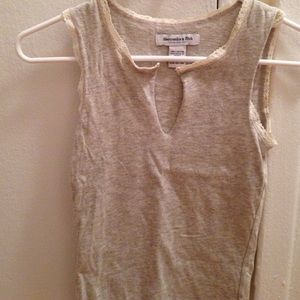 Abercrombie lace trim split neck tank