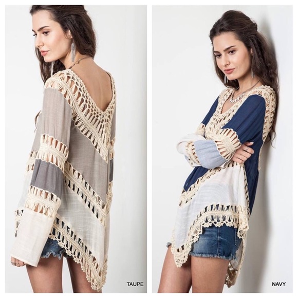 Bohemian Boho Crochet Lace Fringe Blouse - Picture 2 of 4