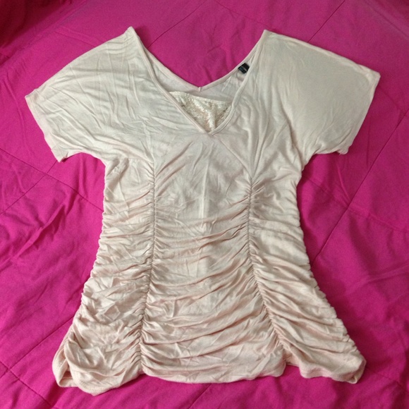 Light Pink Fitted/Ruffled Short Sleeve Top