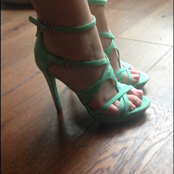 Bcbg suede mint strappy sandals