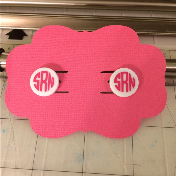 Monogrammed Acrylic Earrings - Picture 2 of 3