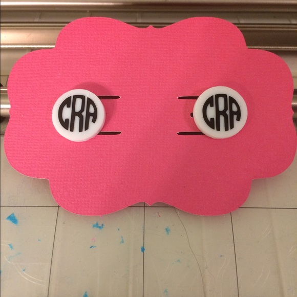 Monogrammed Acrylic Earrings - Picture 3 of 3