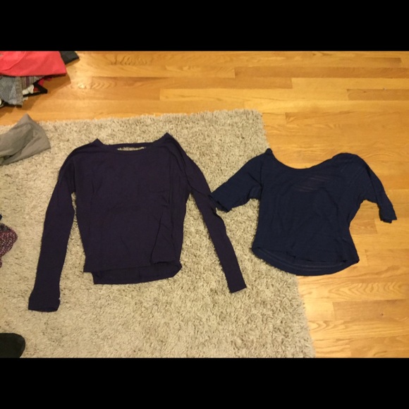 2 long sleeve crop tops with cut out backs