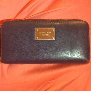 Navy blue and silver Michael Kors wallet