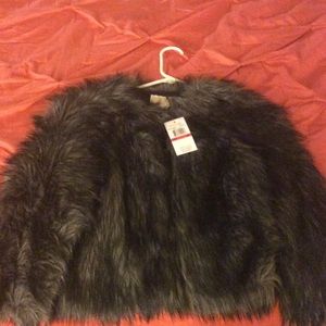 Black and grey faux fur Michael Kors coat