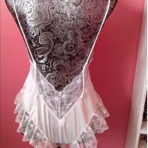 White satin lace teddy