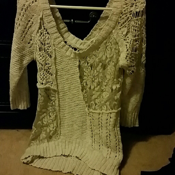 White lace bke sweater