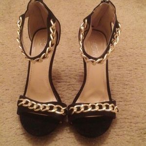 Black Gold Chain Heels
