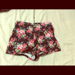 Flower high waisted shorts