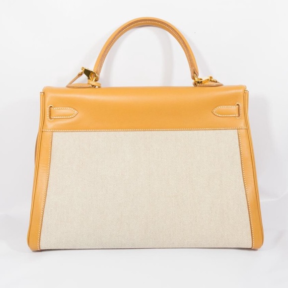 💐Hermes Kelly Vache Naturelle & Toile Sellier 35 - Picture 4 of 4