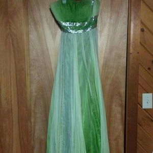 Strapless green prom dress