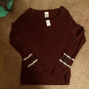 Victoria secret cheetah long sleeve maroon