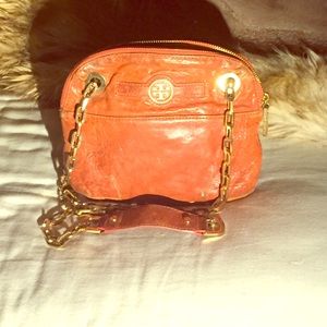 Tory burch orange clutch