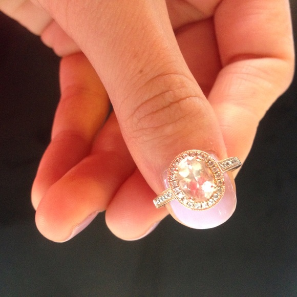 Morganite engagement ring set solid 14k rose gold ring real  14k rose gold pink morganite ring