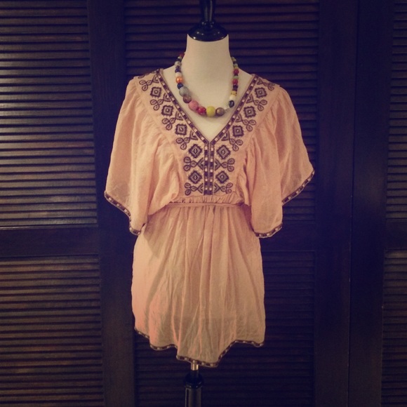 Pretty In Pink Embroidered Boho Tunic
