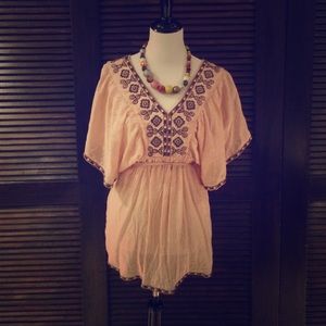 Pretty In Pink Embroidered Boho Tunic