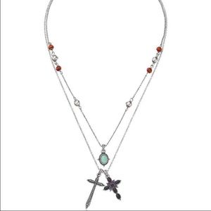 NWT lucky brand semi precious cross necklace