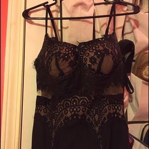 Long black lace dress