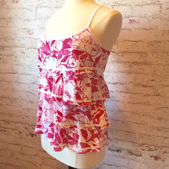 ⬇Aerie Floral Ruffled Racerback Tank Top - Picture 3 of 4