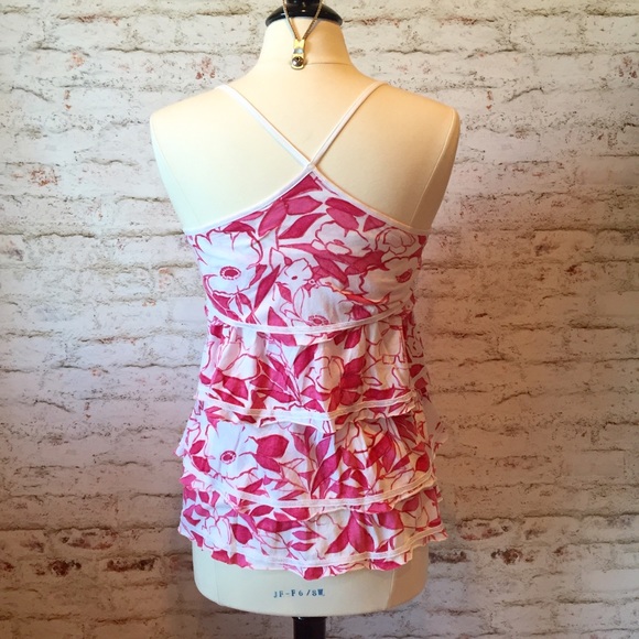 ⬇Aerie Floral Ruffled Racerback Tank Top - Picture 4 of 4