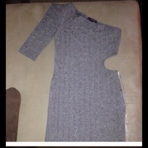 One sleeve gray dress