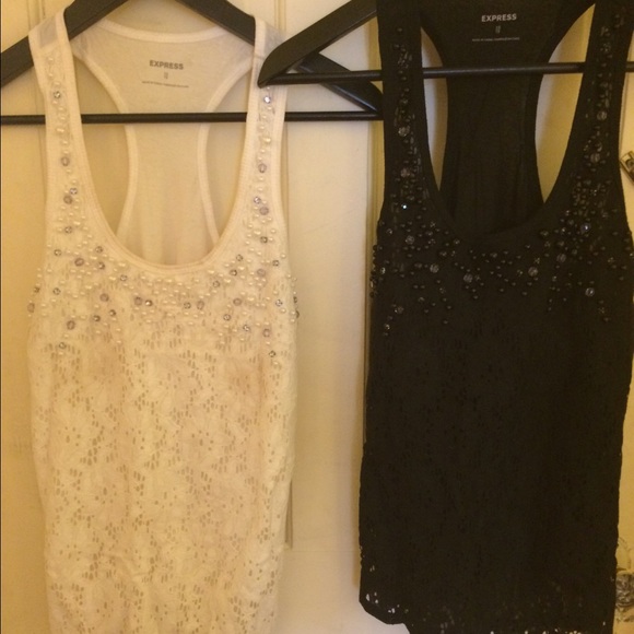 Two lace beaded tanks