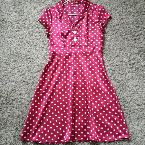 Red white polka dot pinup style dress