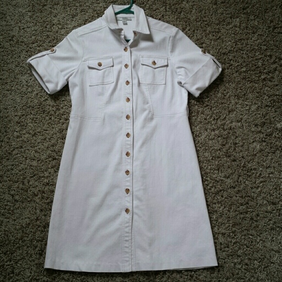 Dress barn white button down canvas dress