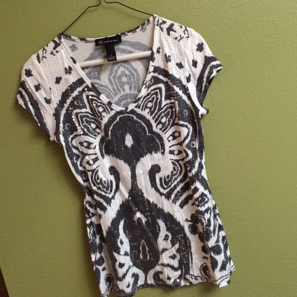 White Grey sequin top