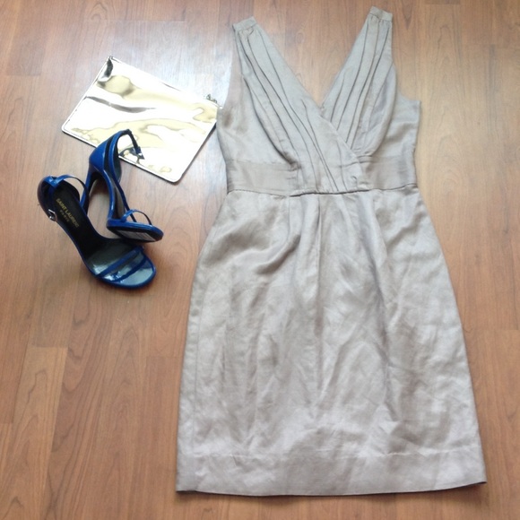 Banana Republic Mauve Linen V-neck/back Dress Sz 0