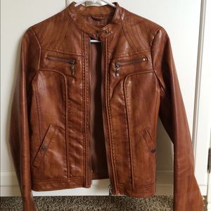 High quality brown light brown leather jacket xs
