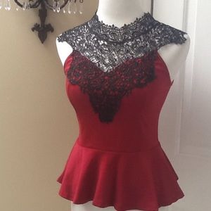 ROMANTIC PEPLUM & LACE TOP