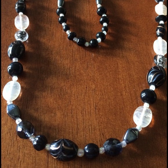 2 New Handmade Glass Beaded Necklaces