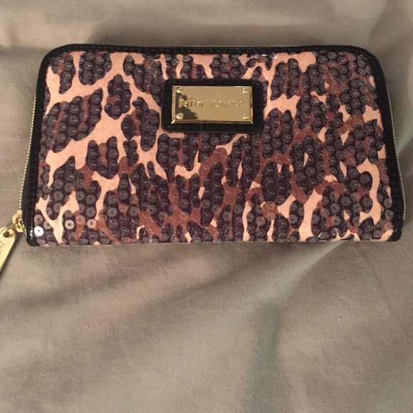 Betsey Johnson leopard print sequin wallet