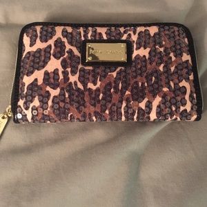 Betsey Johnson leopard print sequin wallet