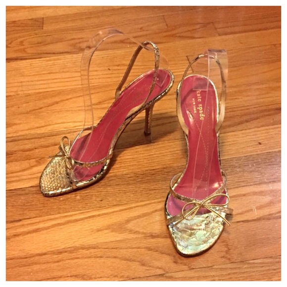 kate spade Shoes Kate Spade Gold Metallic Heels Poshmark