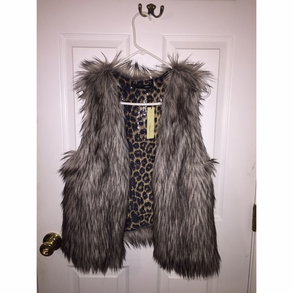 Reversible Faux Fur Sequined Vest