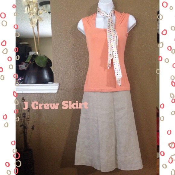J. Crew Dresses & Skirts - J. Crew khaki/tan Linen knee length Skirt