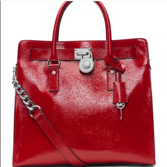 Red patent leather Michael kors handbag. - Picture 1 of 4