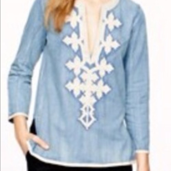 J.CREW Chambray embroidered tunic